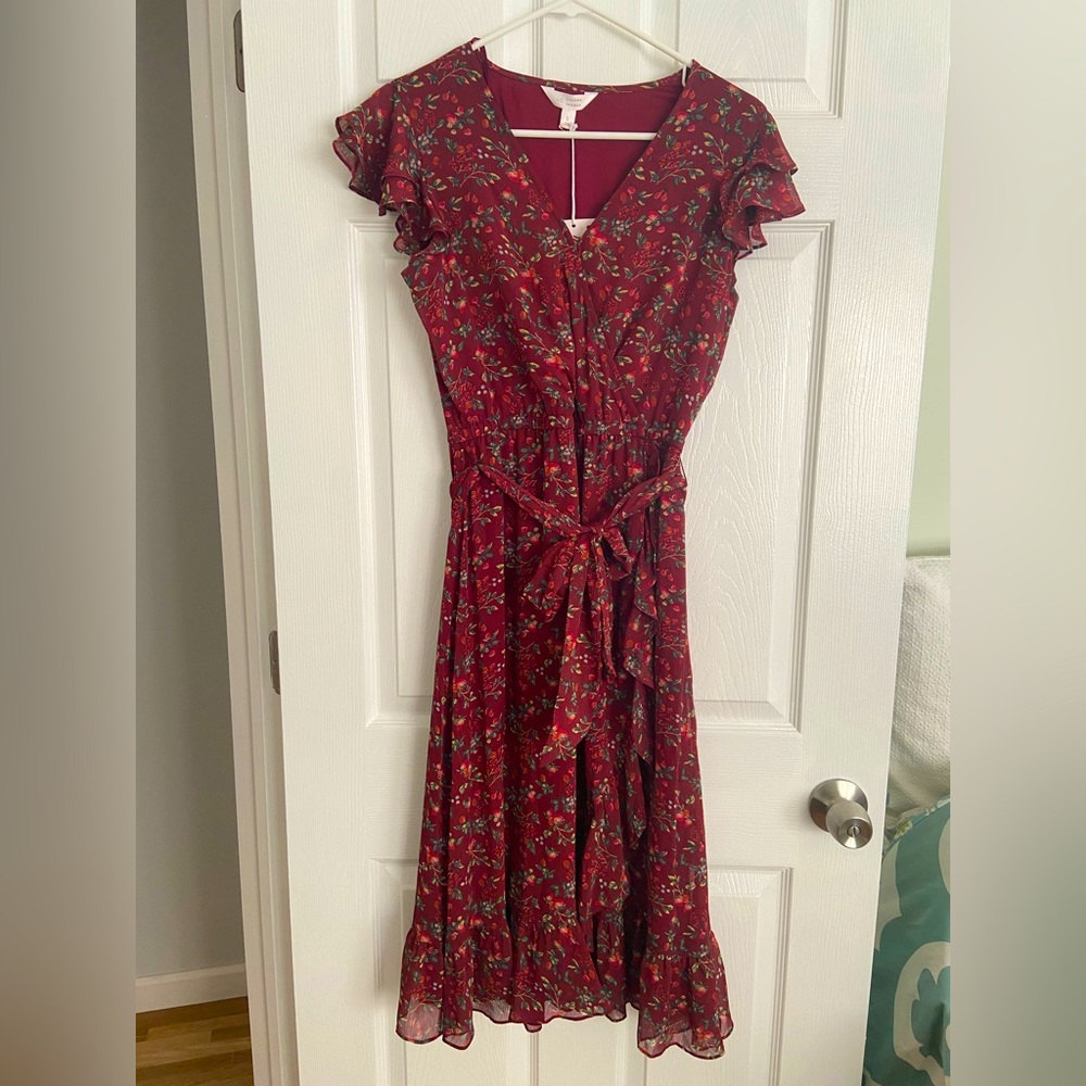 LC Lauren Conrad Ruffle Sleveless Midi Wrap Dress - S